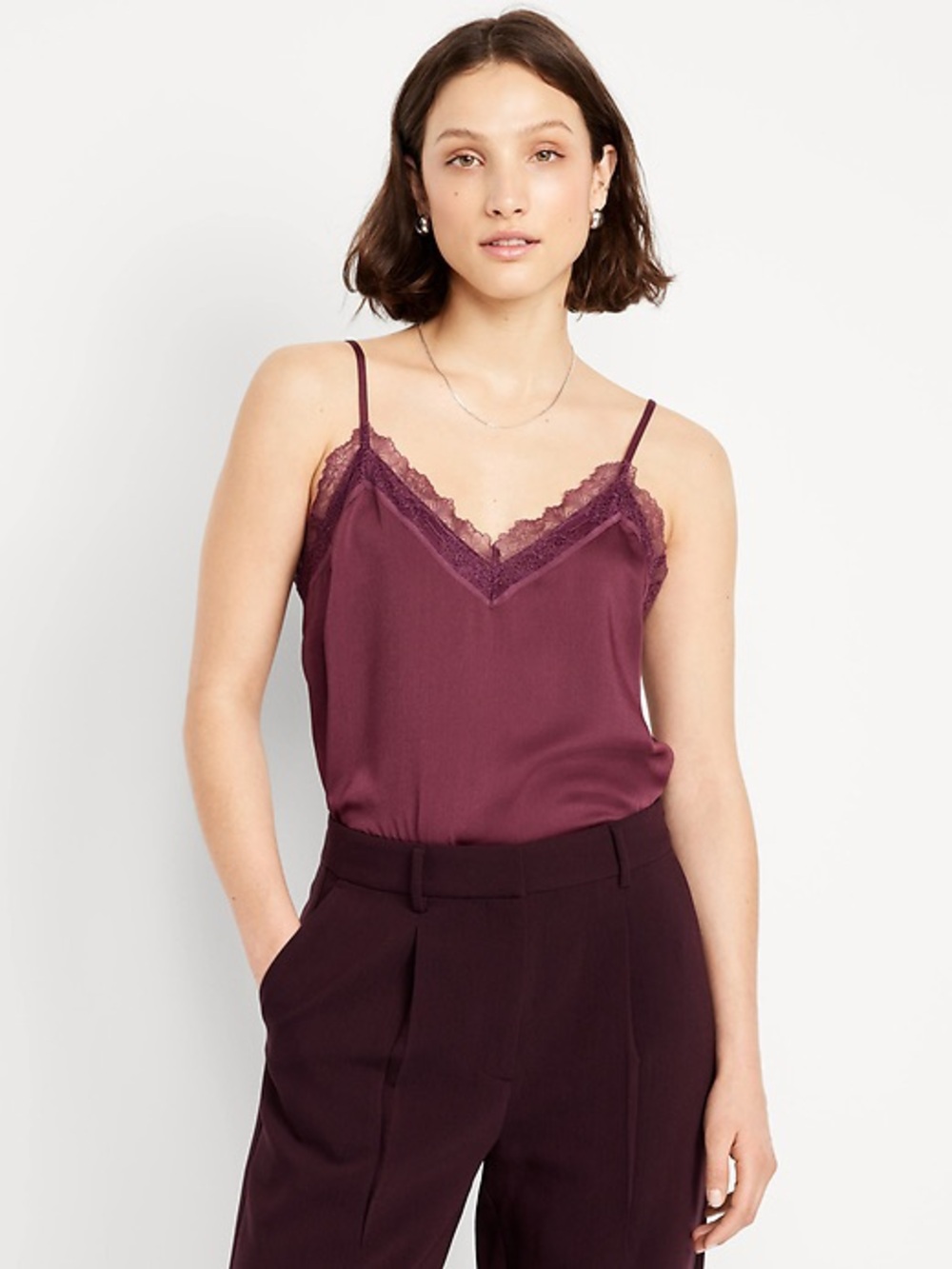 Old Navy Lace-Trim Satin Cami Top large EUC